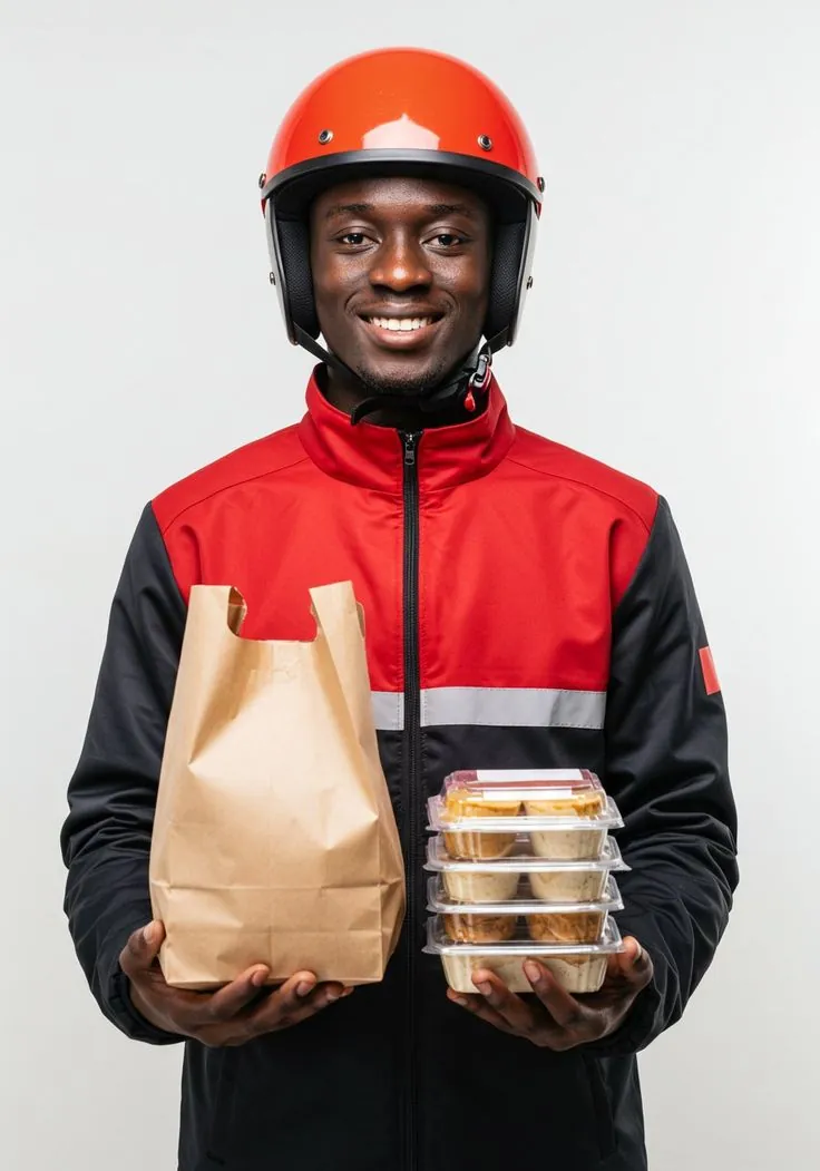 Delivery rider holding a food order
